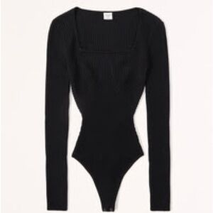 Abercrombie & Fitch Black Long Sleeve Bodysuit
